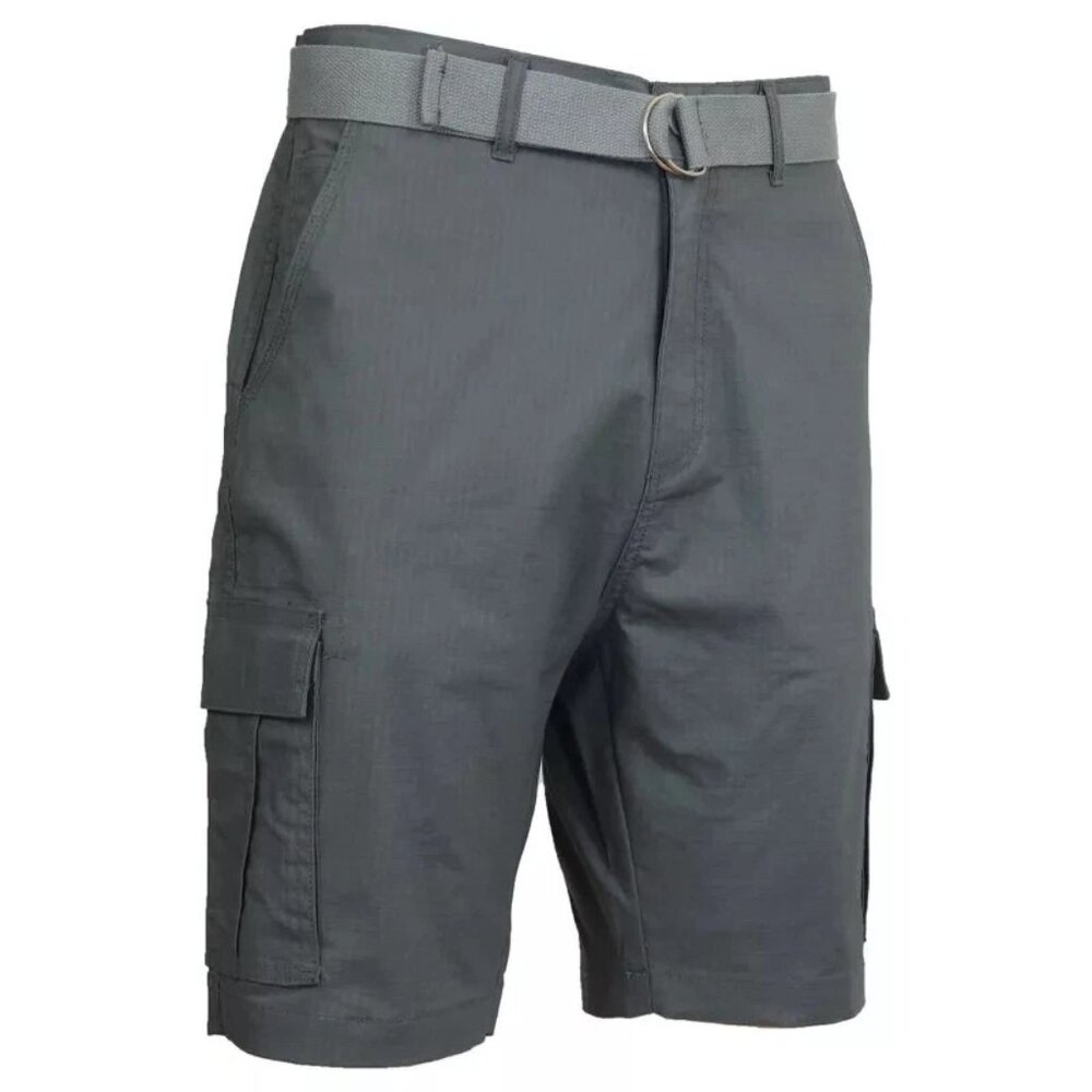 (NWT) Galaxy by Harvic Rugged Trail Men's Cargo Shorts Belt (Gray, Size 36)